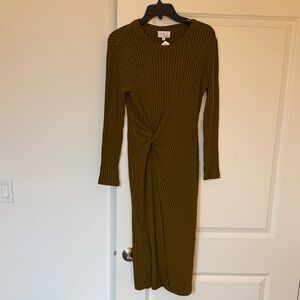 Tanya Taylor Elana long sleeve ribbed sweater midi dress M